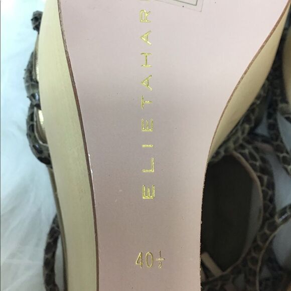 Elie Tahari Green Sandal Strappy Wedge Heel Sandal Snake Skin Size 40 1/2 - Picture 9 of 9